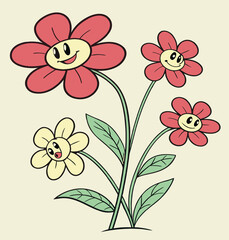 Obraz premium floral background with smiley pink flowers