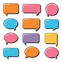 Collection of Colorful Speech Bubbles in Various Styles and Shapes
