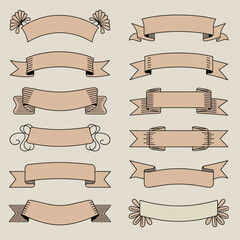 Collection of Twelve Vintage Style Ribbons Background Design Element