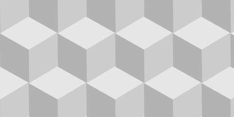 Abstract square white and gray  grid tiles cubic shape backdrop texture wall floor design. cube geometric wall and floor vector diamond hexagon triangle wallpaper background.	
