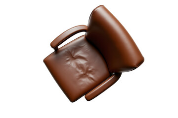 Naklejka premium Stylish brown leather armchair from above view.