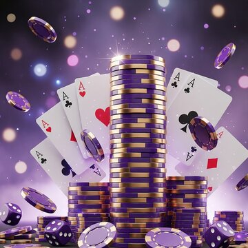 AI-generated casino banner design -  poker, slot, machine, dice, chips, casino, online gambling 