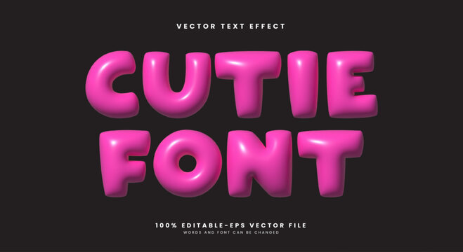 Cutie font 3d inflated Style editable text effect template
