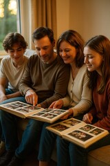 Fototapeta premium Family Looking Through Old Photo Albums