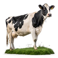 Holstein Dairy Cow Grazing – High-Resolution Studio Photo on White Background