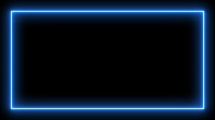 Flickering Light laser glowing neon frame blue color, isolated on black color background - Powered by Adobe