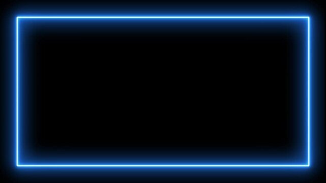 Flickering Light laser glowing neon frame blue color, isolated on black color background