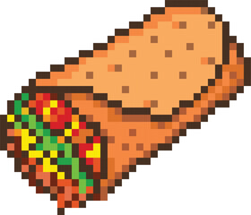 illustration of burrito in pixel art style