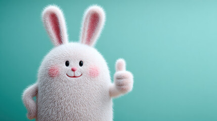 Rabbit cartoon, Friendly cartoon rabbit giving a thumbs up in a 3D illustration.