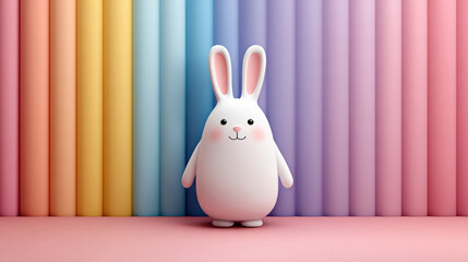 Rabbit cartoon, Friendly cartoon rabbit with a rainbow background.
