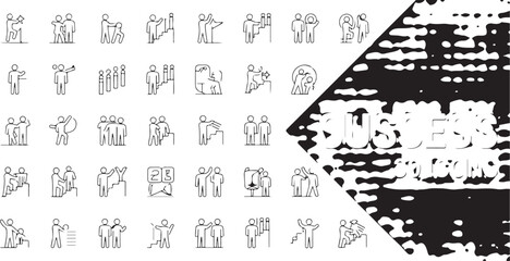Diverse People Icons A Collection of Line Art Illustrations Representing Human Activities and Interactions