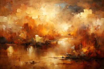 Naklejka premium Abstract Earth Tone Oil Painting for Printable Wall Art – High Resolution Fine Art