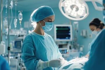 Surgeons performing surgery in operating room