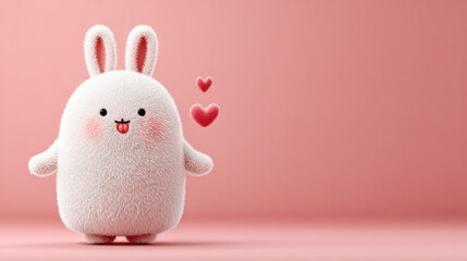 Rabbit cartoon, 3D illustration of a cartoon rabbit blowing a kiss with a playful design.