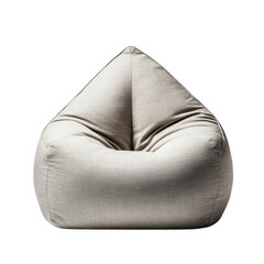A comfortable and modern light beige textured fabric bean bag chair isolated on transparent background for interior design