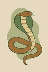Fototapeta premium Flat Design Cobra Illustration with Hooded Shape