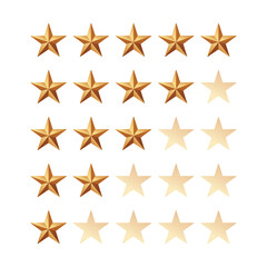 Progressive Star Rating Set from One to Five Stars Vector Illustration.
