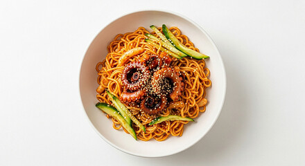 Spicy Mixed Octopus and Noodles (Nakji Bibim Guksu)