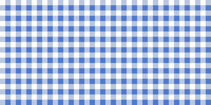 Vichy seamless pattern in blue color. Gingham fabric texture, checkered background, vintage summer print for textiles, picnic tablecloth, clothing, shirt, plaid design, wrapping paper, fabric.