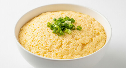 Steamed Egg Custard (Gyeran Jjim) in White Bowl