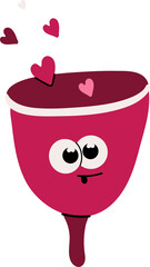 Cute and Confident Menstrual Cup with Hearts, Promoting Body Positivity