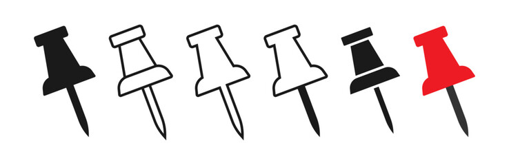 Push pin icon map marker location symbol for pinning notes reminders and navigation vector illustration