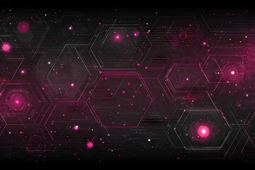 Abstract digital hex grid design with glowing pink accents