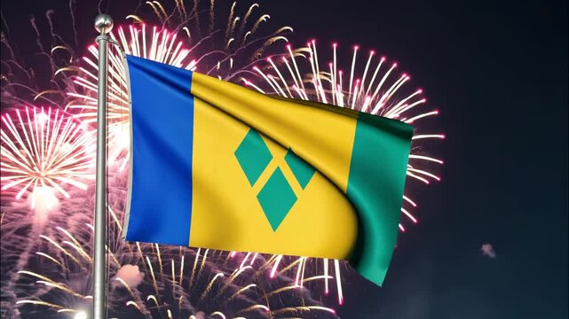 National flag independence state Saint Vincent and Grenadines. AI Generative