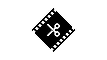 Fototapeta premium video editing sign, black isolated silhouette