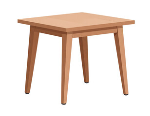  Minimalist Wooden Side Table Flat Vector Illustration Isolated on White Background PNG