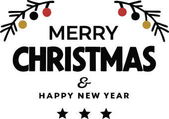 Festive Christmas and New Year s Greeting Vector Design with Classic Fonts