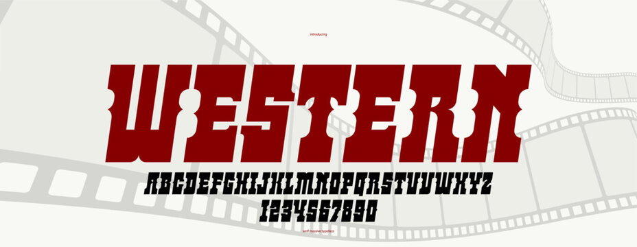 Massive serif italic font in American style, wild west saloon and western vector typography for logo creation, bold typeface in vintage America style, display font for posters and headlines.