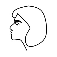 Minimalist one line art vector of a woman’s profile face with short hair. Clean and simple design, ideal for beauty, fashion, and minimalistic art projects.