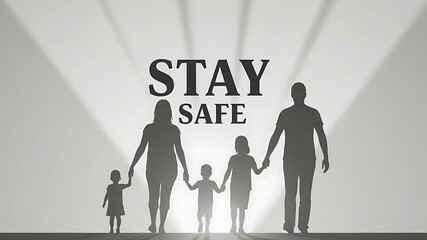 Stay Safe Family Silhouette in Spotlight - Conveying Safety and Protection - Powered by Adobe
