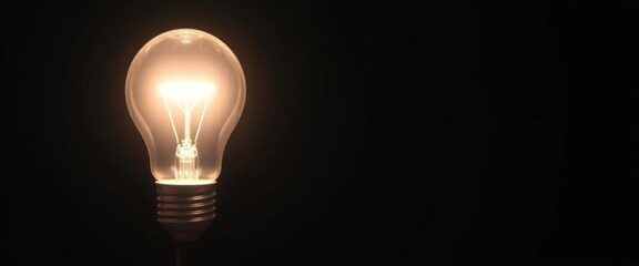 Energy-efficient LED light bulb glowing brightly against dark background, sustainable, environment