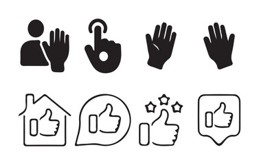 Hand Gesture and Touch Icon Set. Thumbs Up, Tap, Click, and Touchscreen Symbols. Victor illustration eps10