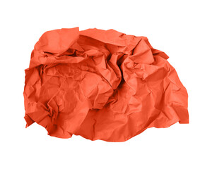 Red crumpled paper isolated on transparent background