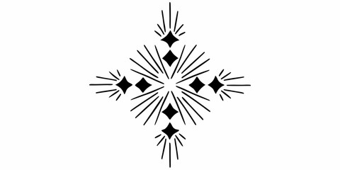 Geometric design featuring four diamonds radiating lines in a symmetrical pattern centered on white