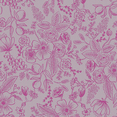 Obraz premium Modern Seamless Floral Texture with Organic Elements
