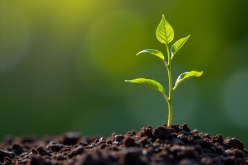 plant growing from dollar icon, economic recovery metaphor, symbolic photo, front macro shot, green palette, soft ambient light