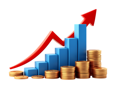 business graph with coins