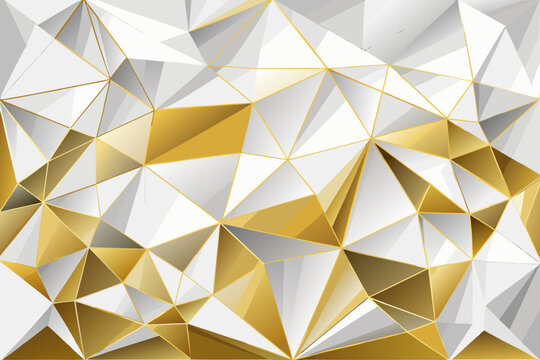 Abstract Geometric Background with Gold and White Triangles Creating a Luxurious and Modern Design for Various Creative Projects