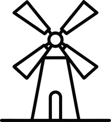 Windmill Outline: Renewable Icon


