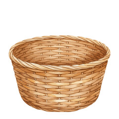 Woven wicker basket isolated on transparent background