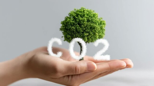 CO₂削減を象徴する手と木