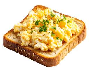 Open-Faced Scrambled Egg Sandwich on Toast – PNG Transparent