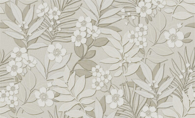 Fototapeta premium Artistic All Over Pattern of Flowers, Leafs and Swirl