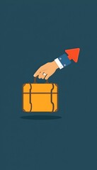 hand holding suitcase icon with arrow, job relocation concept, hr strategy photo
