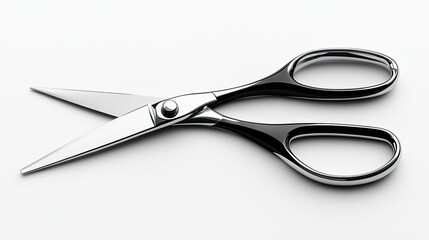 Fototapeta premium Stylish and Sharp Stainless Steel Scissors on Plain White Surface