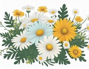 Fototapeta premium daisy flowers cluster isolated on white background